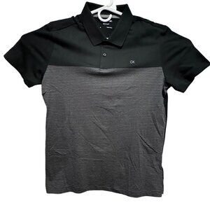 Mens Polo Medium Black Calvin Klein Liquid Touch Shirt M Med Striped